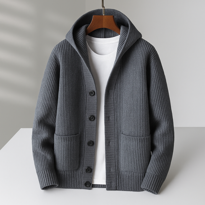 LorenzoHood™ | Cardigan Elegante con Cappuccio Uomo