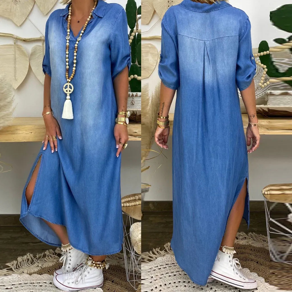 LeaDenim™ | Abito Lungo Casual Donna