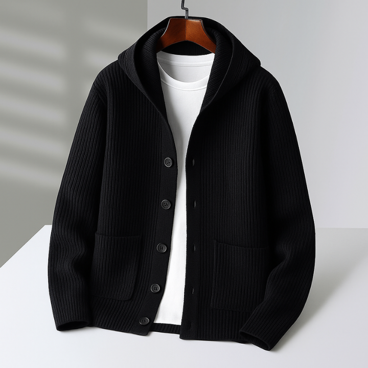 LorenzoHood™ | Cardigan Elegante con Cappuccio Uomo