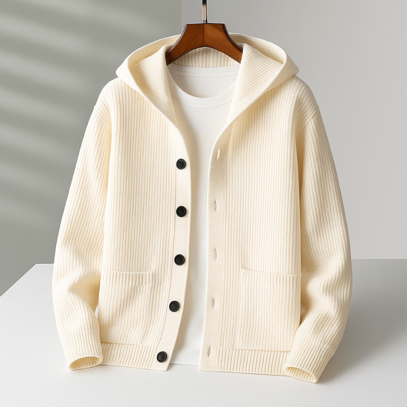 LorenzoHood™ | Cardigan Elegante con Cappuccio Uomo