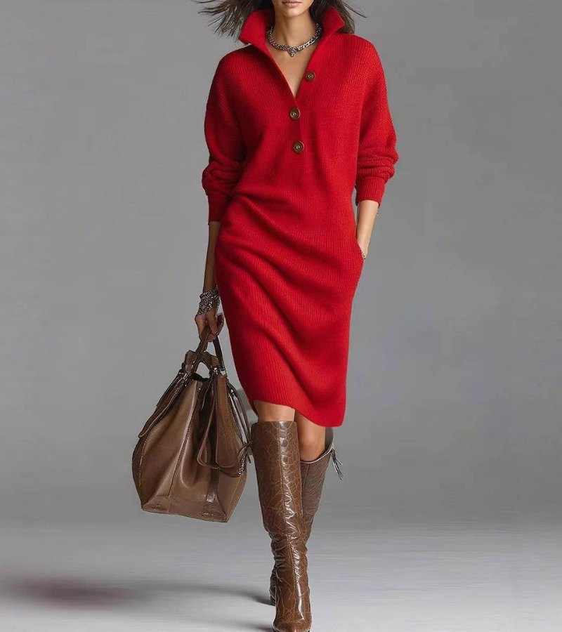 ElenaChic™ | Abito Elegante a Collo Alto Donna