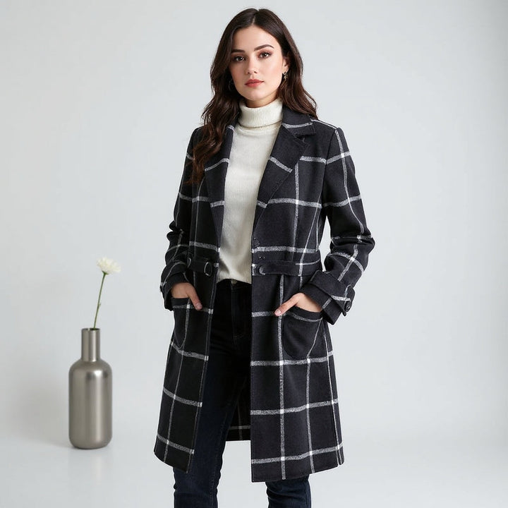 ElenaQuadri™ | Cappotto Elegante a Quadri Donna