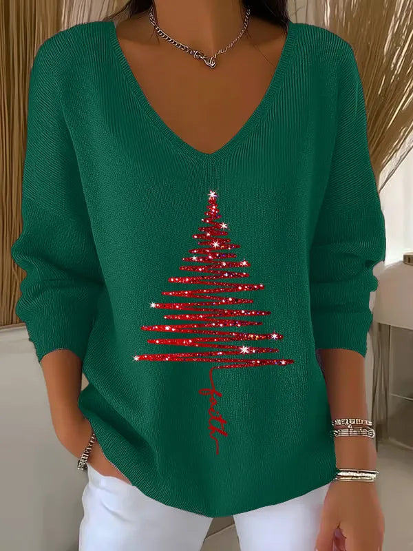StellaNatalizia™ | Maglione Festivo a Scollo a V Donna