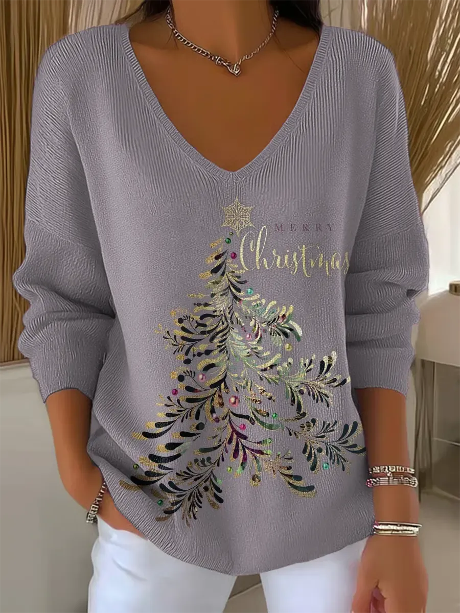 StellaNatalizia™ | Maglione Festivo a Scollo a V Donna