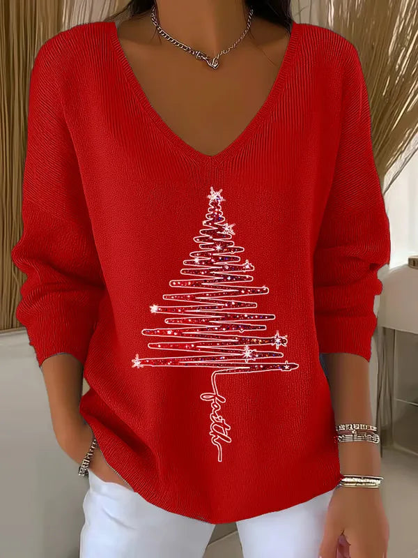 StellaNatalizia™ | Maglione Festivo a Scollo a V Donna