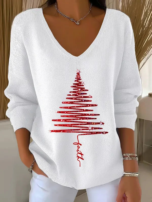 StellaNatalizia™ | Maglione Festivo a Scollo a V Donna