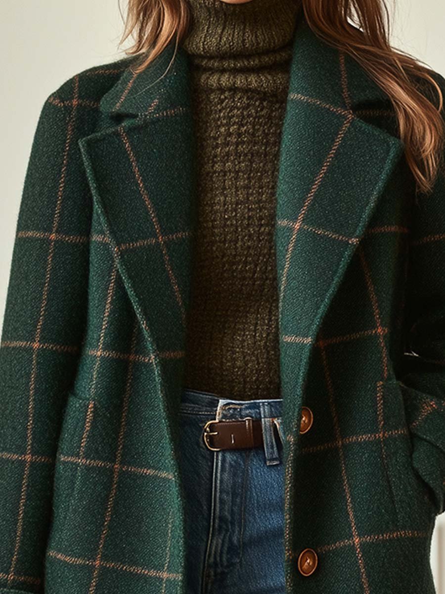 ElenaQuadri™ | Cappotto Elegante a Quadri Donna