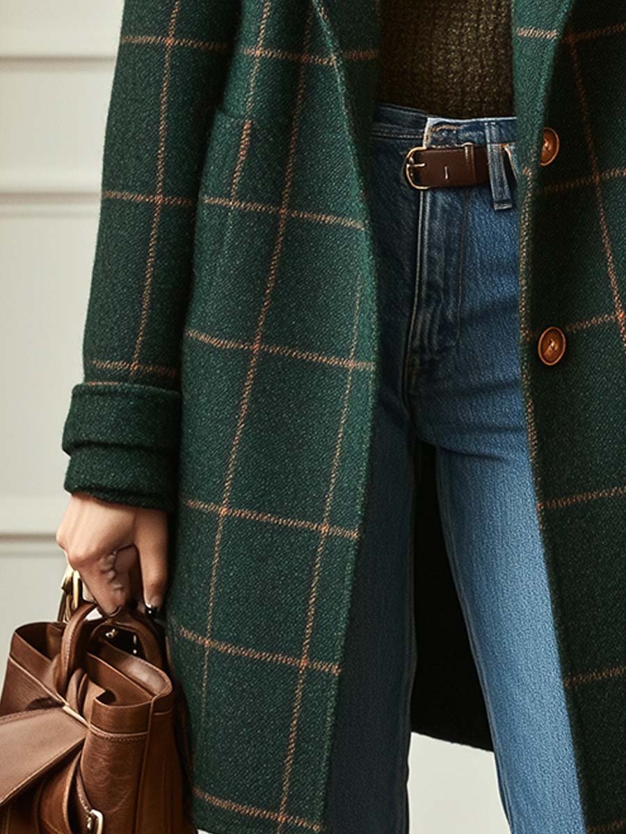 ElenaQuadri™ | Cappotto Elegante a Quadri Donna
