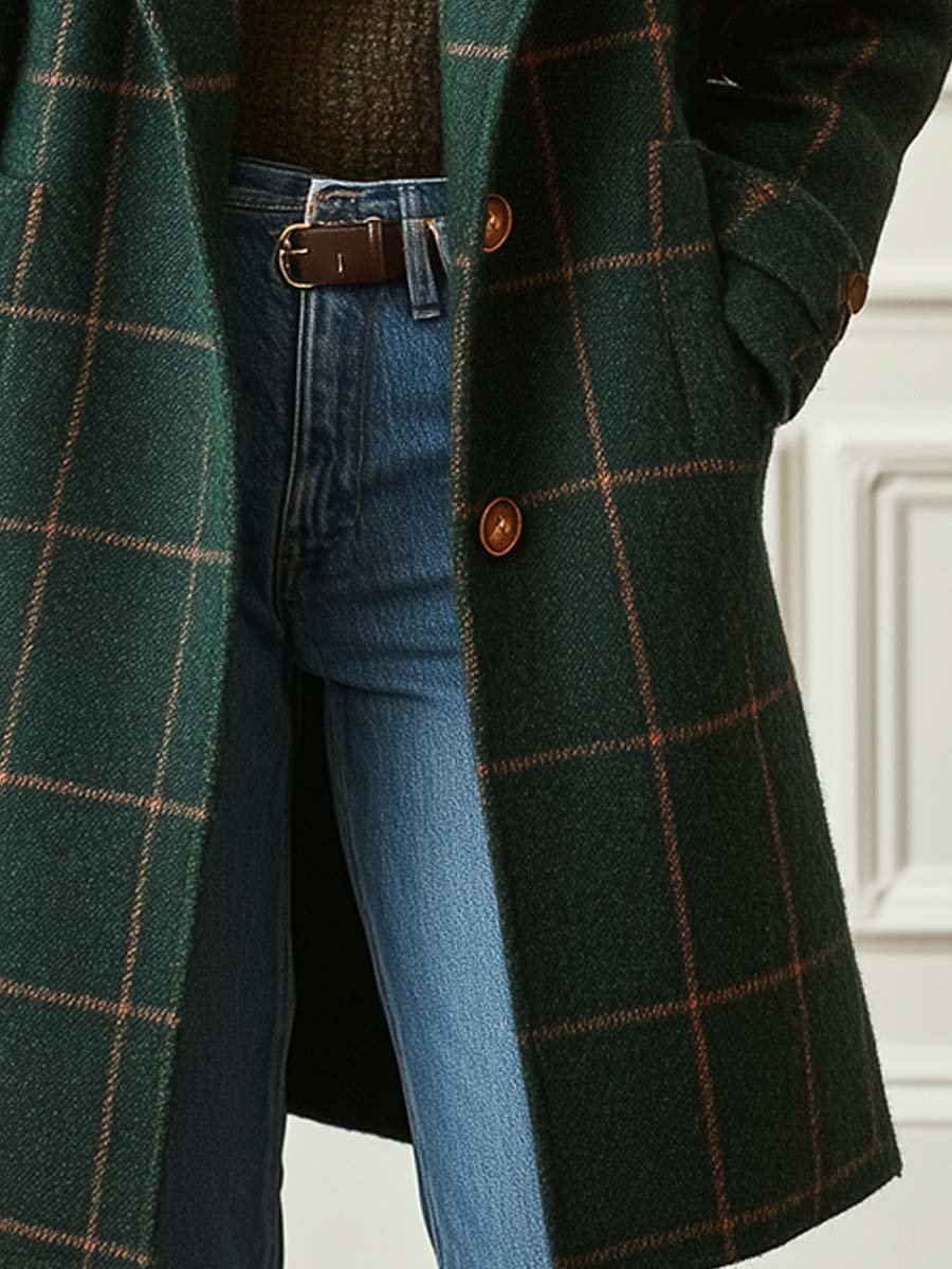 ElenaQuadri™ | Cappotto Elegante a Quadri Donna